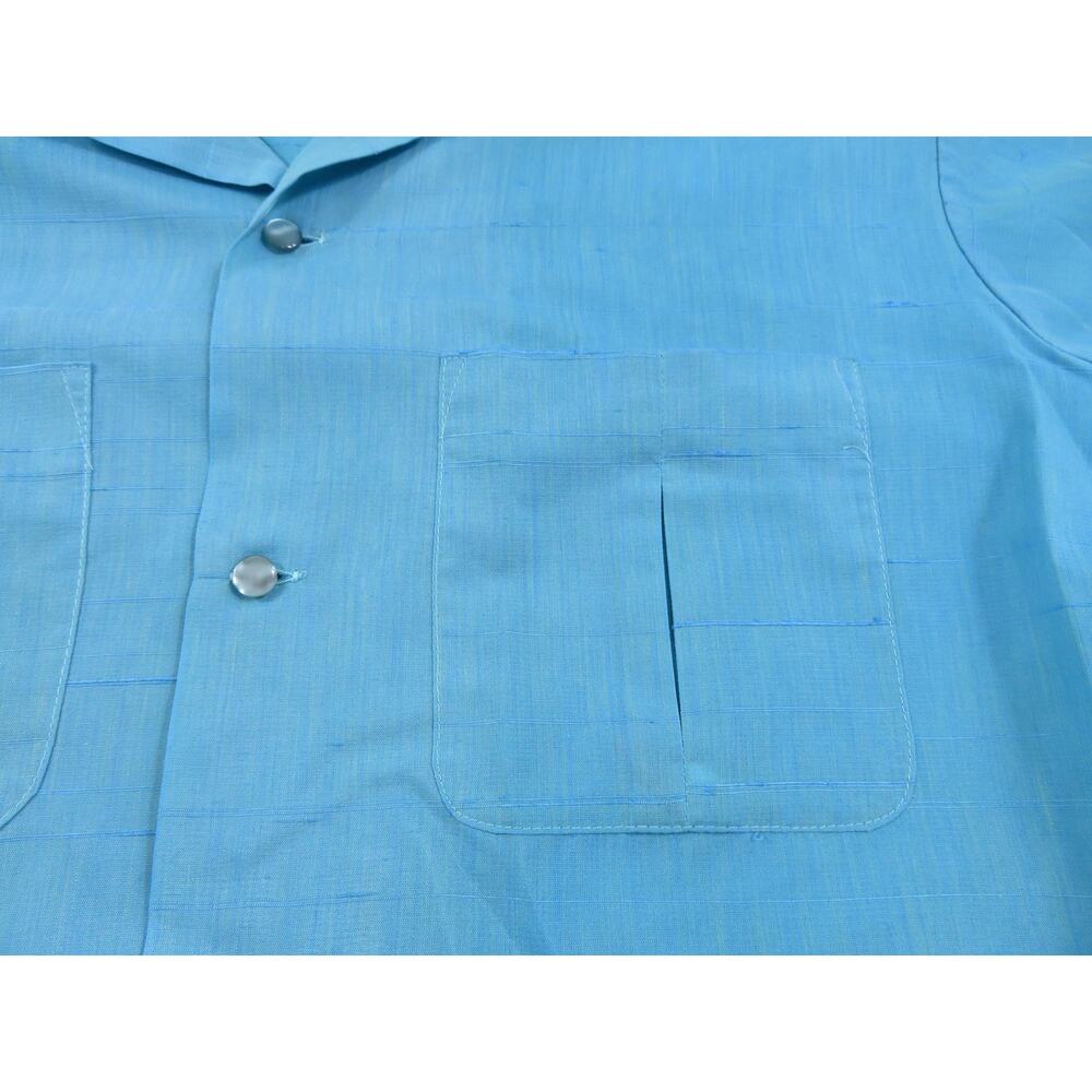 Arrow Sanforized Loop Collar Shirt Decton Shantussa Men Blue Sz 15-15.5 1950/60s - Picture 4 of 6